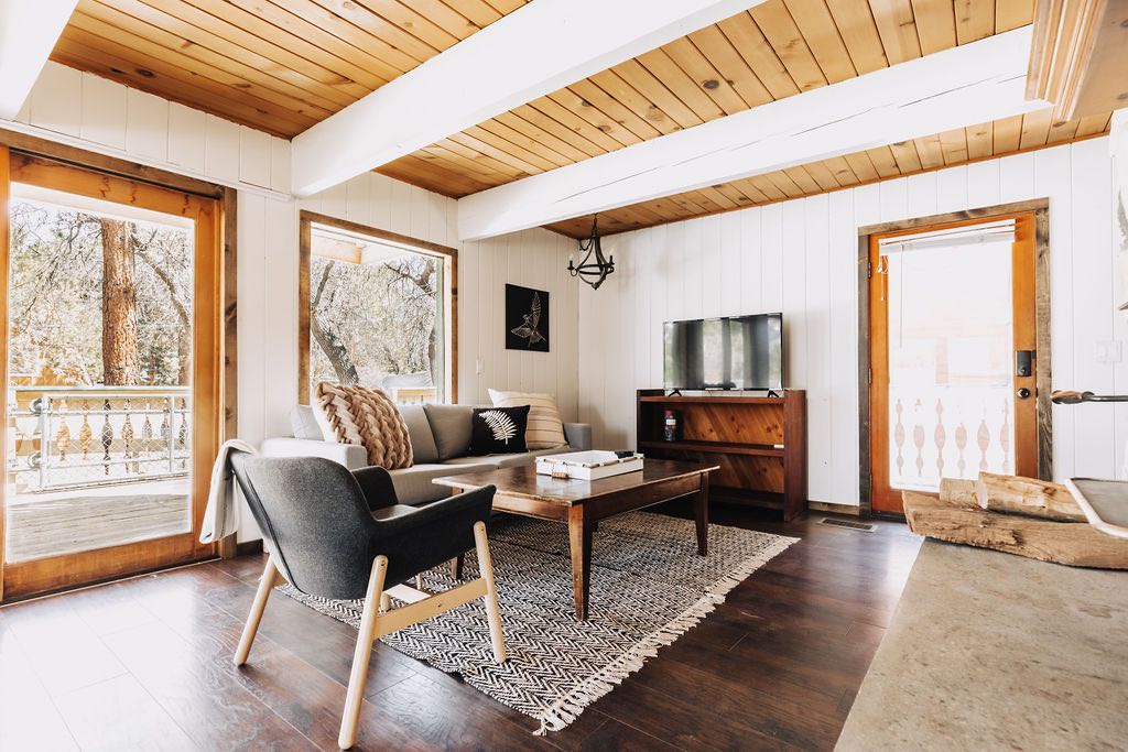 The living room, cozy seating for movie nights with the family.